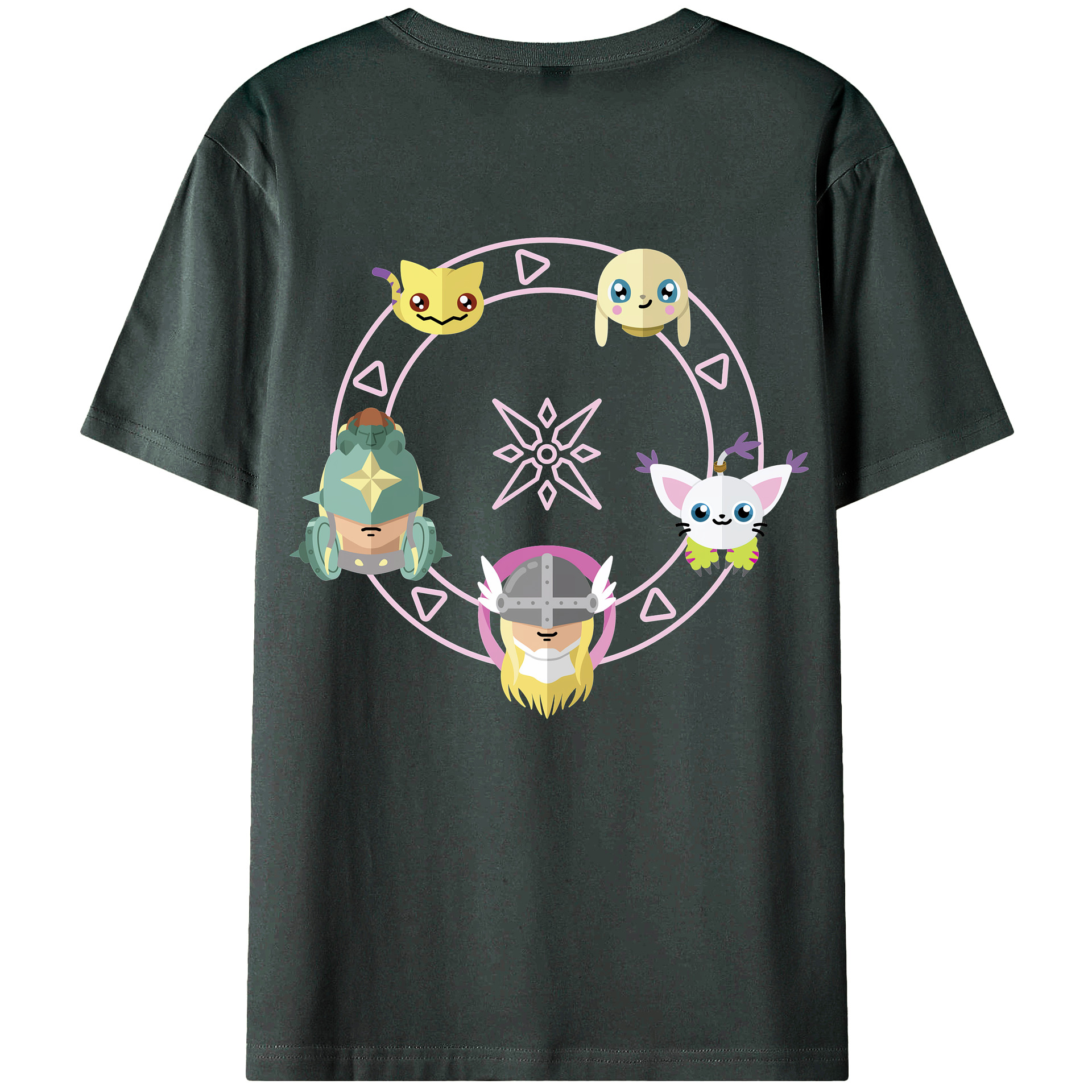 （画像用） Digimon デジタルモンスター/デジモン 綿100％ メンズ半袖Tシャツ（バックプリント） 通気性